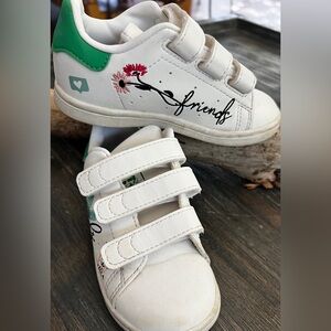 Adidas toddler girls embroidered Stan Smith White and Green Sneakers Sz 8